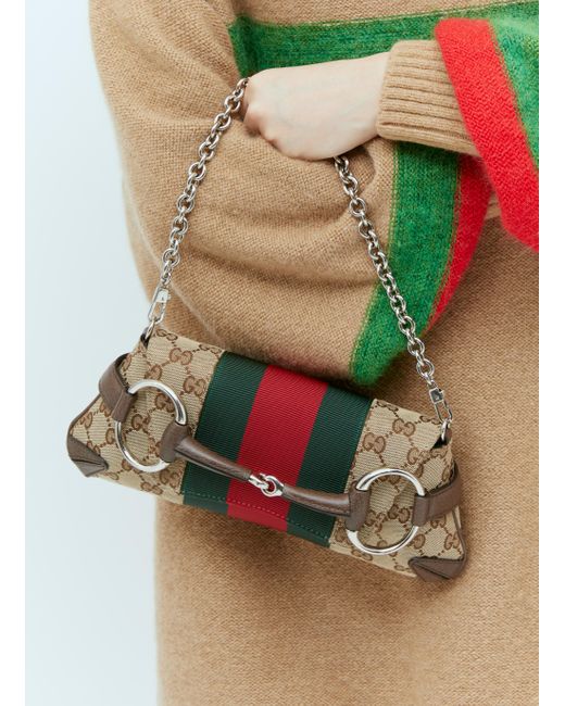 Gucci Green Gg Horsebit Chain Small Shoulder Bag for men