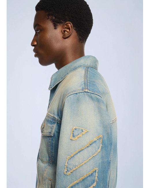 Off-White c/o Virgil Abloh Blue Diagonal Raw Patch Denim Jacket for men