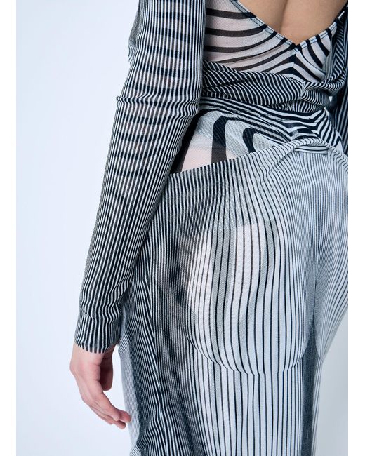 Jean Paul Gaultier Blue Double-Layer Mesh Midi Skirt