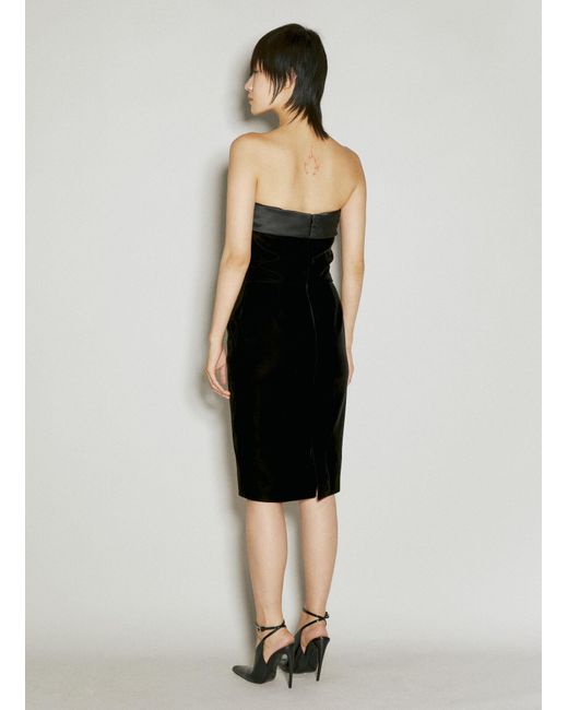 Saint Laurent Black Strapless Pencil Velvet Dress