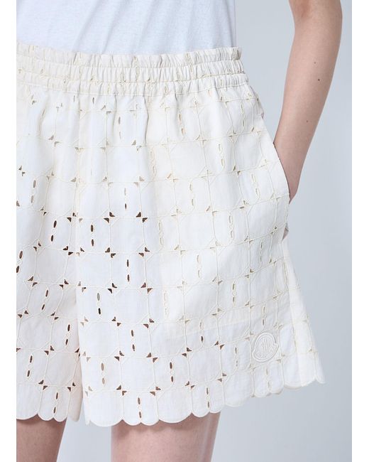 Moncler White Logo Patch Shorts