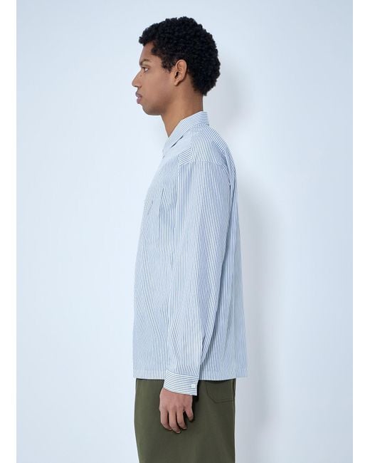 Prada Blue Zip-Front Stripe Shirt for men