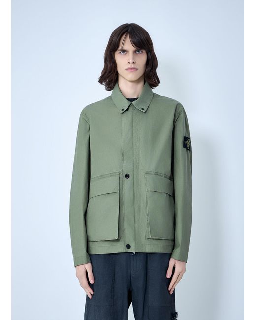 Stone Island Green Cotton Twill Field Jacket for men