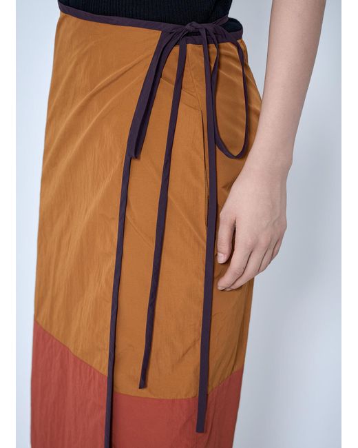 Saint Laurent Orange Wrap-Tie Skirt