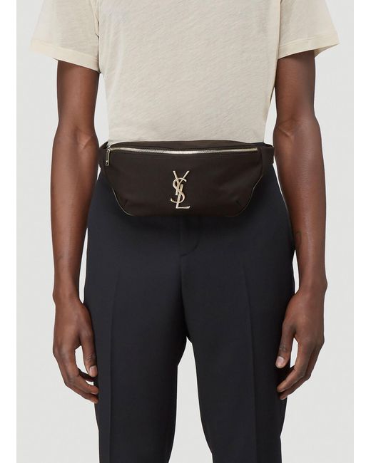 Saint Laurent Black Cassandre Classic Belt Bag for men