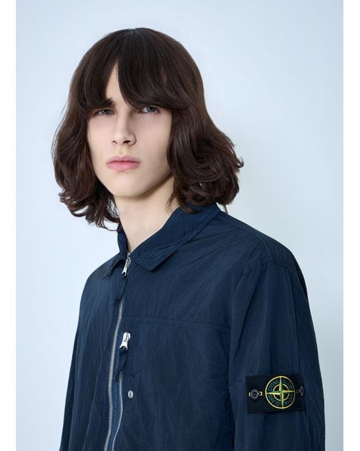 Stone Island Blue Zip-Front Jacket for men