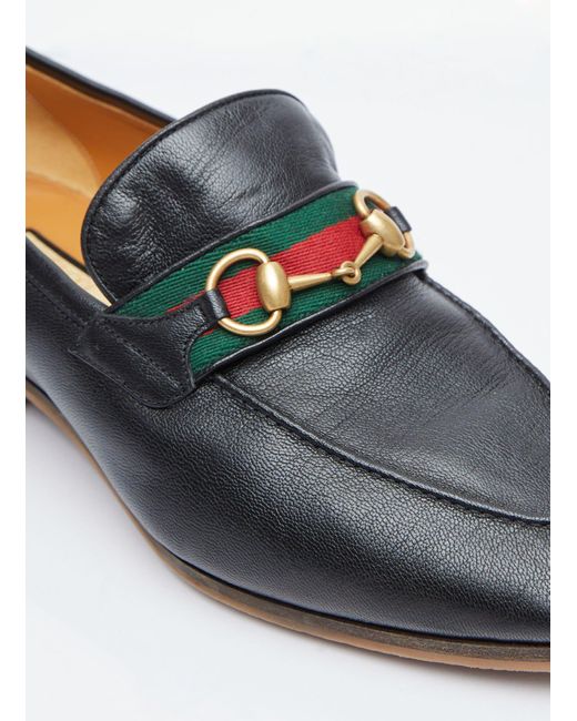 Gucci Black Horsebit Web Loafers for men