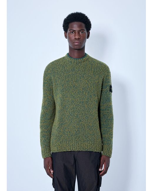 Stone Island Green Crewneck Textured Knit Sweater for men