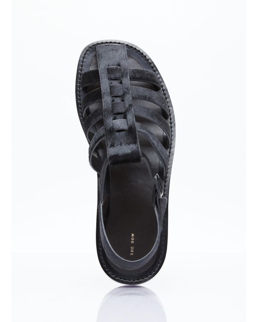 The Row Black Pablo Ponyhair Sandals for men
