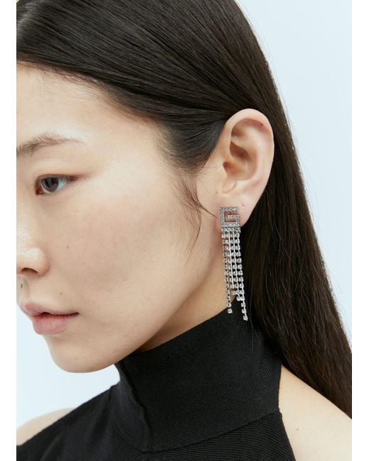 Gucci Black Crystal Square G Earrings