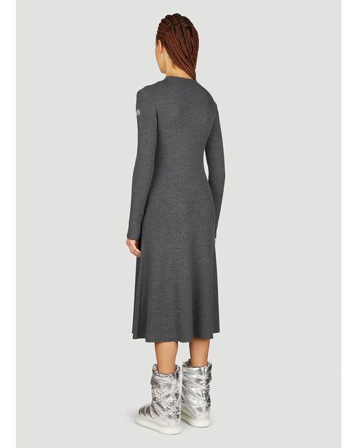 Moncler Gray Long Sleeve Knit Dress