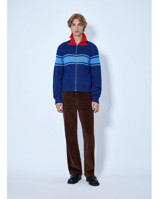 Marni Blue Zip-Up Knit Cardigan for men