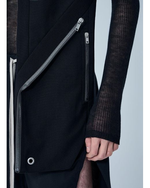 Rick Owens Blue Asymmetric Zip Detail Vest for men