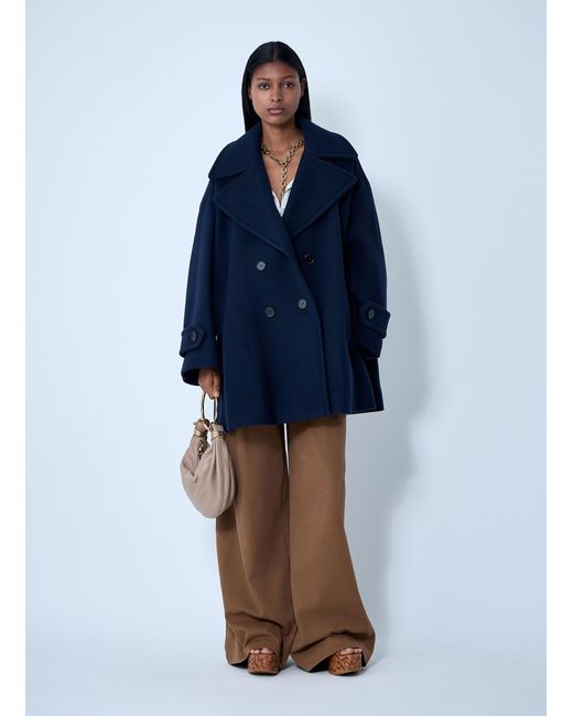 Chloé Blue Chloã Double-Breasted Wool-Blend Coat