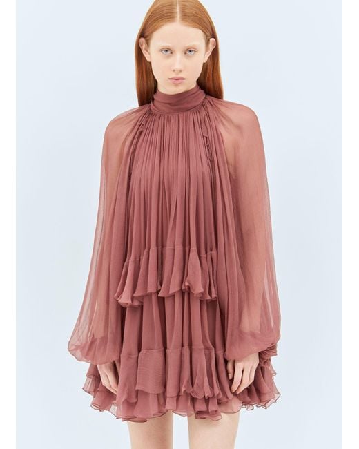 Chloé Red Chloã Mini Cape Dress