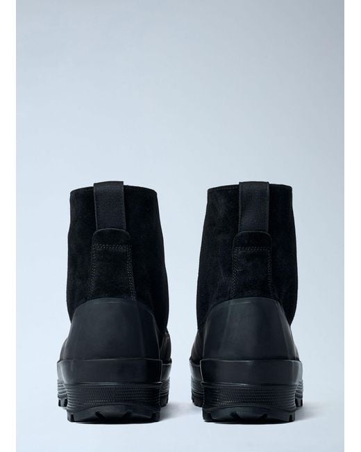Stone Island Blue Suede Logo Patch Boots for men