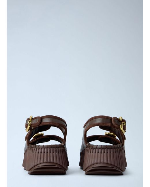 Chloé White Nama Wedge Sandals