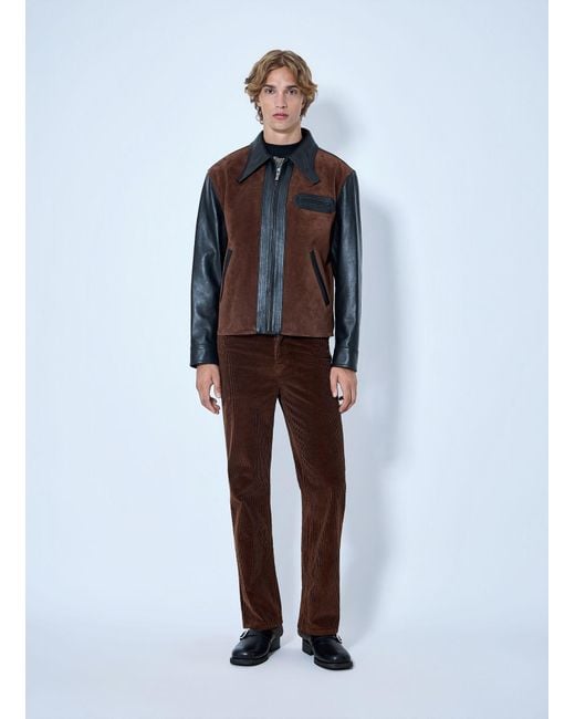 Marni Gray Leather And Suede Panel Jacket for men