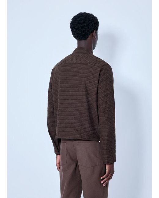 Moncler Brown Checked Zip-Up Jacket for men