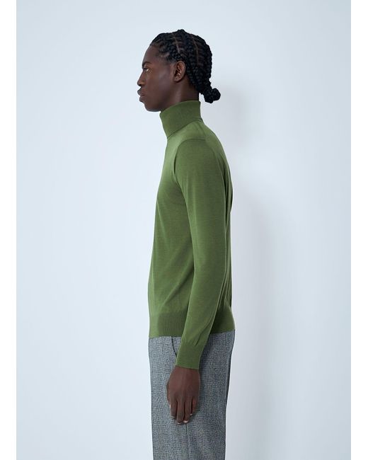 Saint Laurent Green Fine Knit Turtleneck Sweater for men