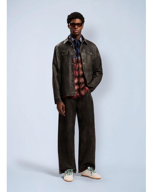 Palm Angels Red Curved Logo Check Shirt for men