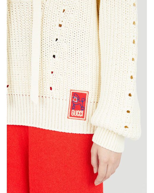Gucci White Lace-up Knit Sweater