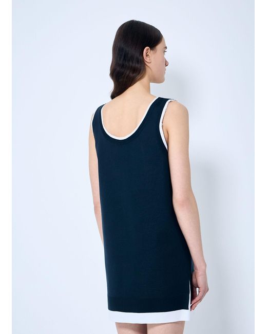 Miu Miu Blue Knit And Poplin Mini Dress