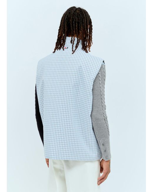 Thom Browne Blue Four-bar Reversible Vest for men