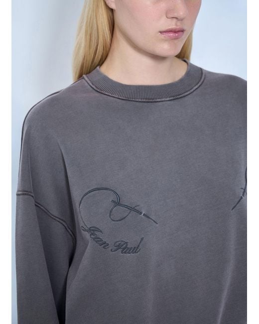 Jean Paul Gaultier Gray Fleece Embroidered Sweatshirt