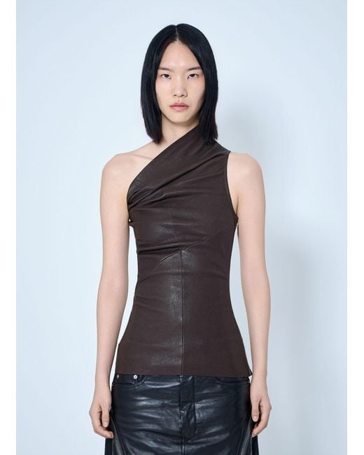 Rick Owens Blue Athena One-Shoulder Tank Top