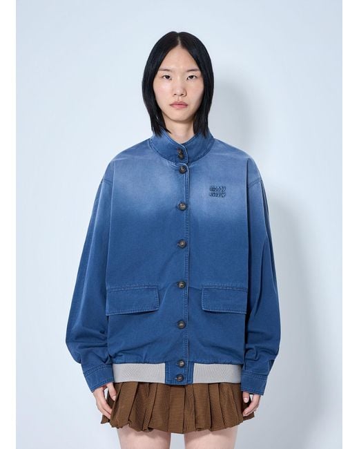 Miu Miu Blue Old Washed Twill Blouson Jacket