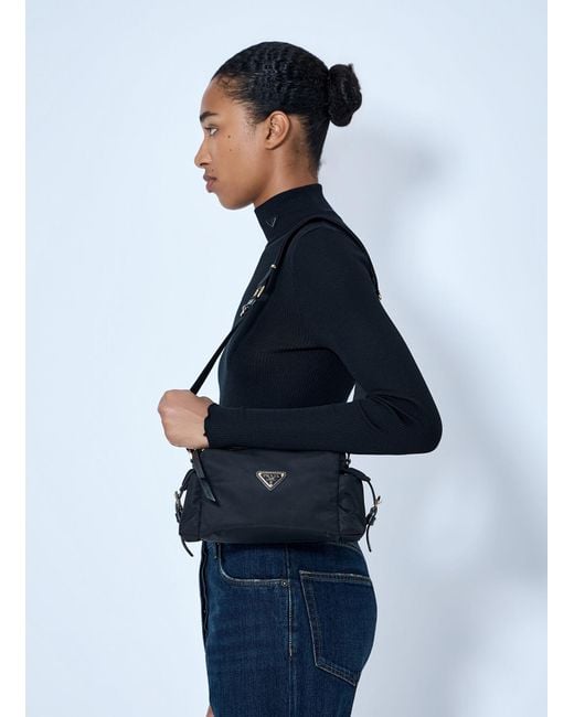 Prada Blue Explore Small Re-Nylon And Leather Shoulder Bag