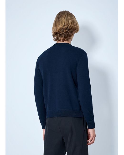 Moncler Blue Embroidered Logo Sweater for men