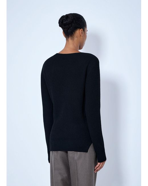 Rick Owens Black Deep V-Neck Ribbed Sweater