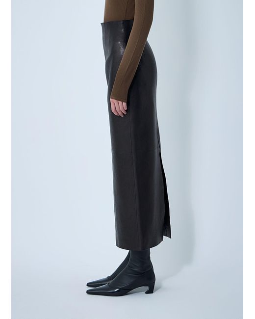 Khaite Black Loxley Leather Skirt
