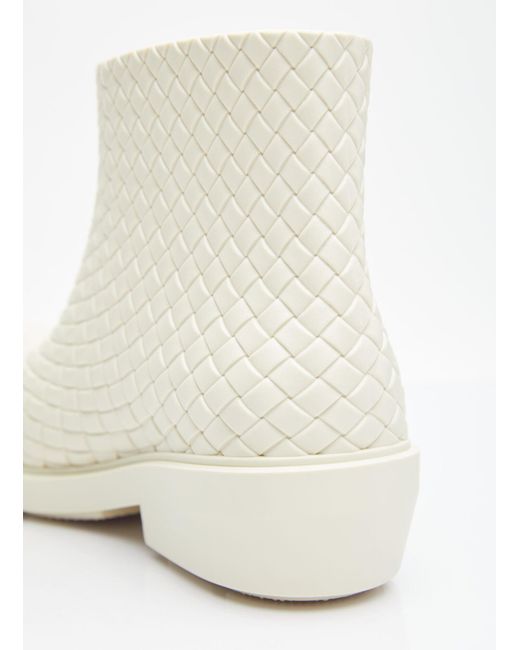 Bottega Veneta White Fireman Intreccio Ankle Boots