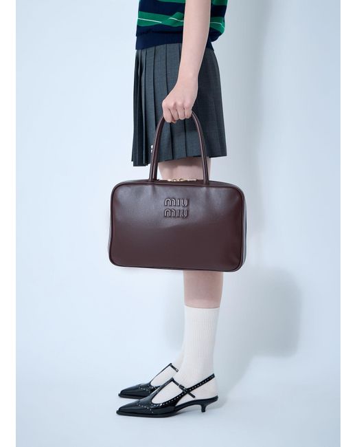 Miu Miu Purple Beau Leather Shoulder Bag