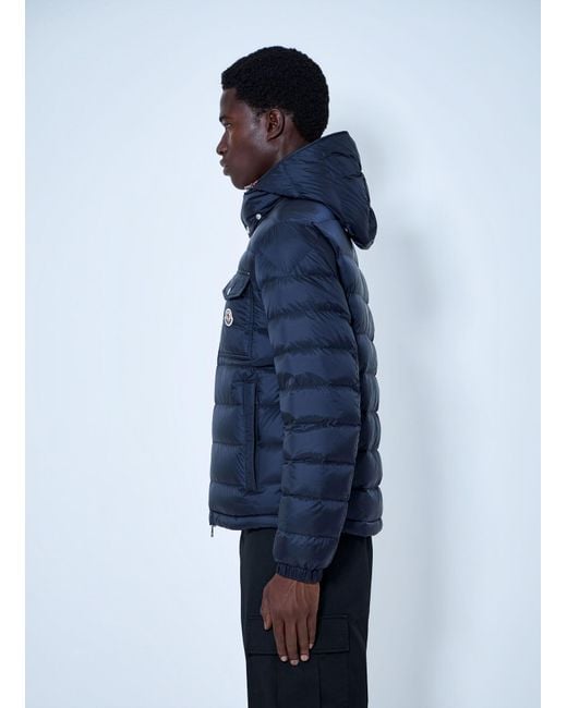 Moncler Blue Verith Hooded Short Down Jacket for men