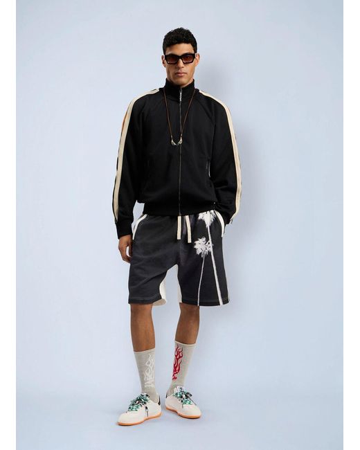 Palm Angels Black Performance Zip-Up Track Jacket for men