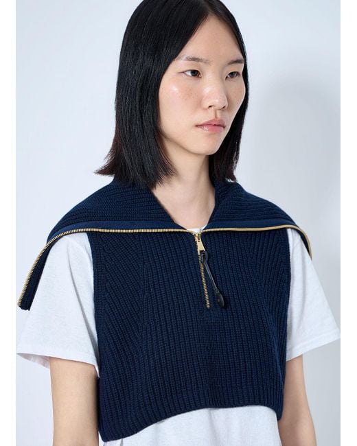 Moncler Blue Zip-Front Knit Vest