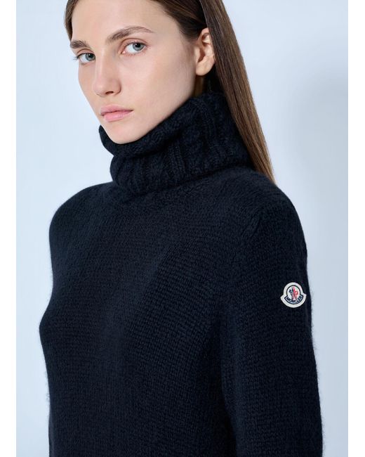 Moncler Blue Turtleneck Knit Dress