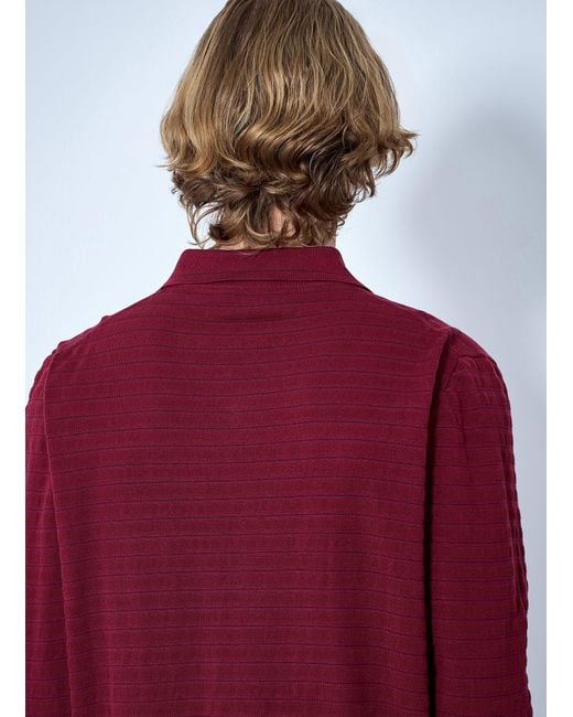 Miu Miu Red Striped V-Neck Polo Shirt for men