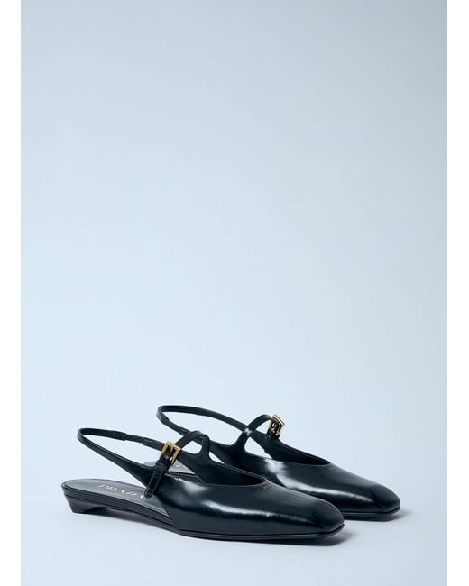 Prada White Leather Slingback Ballerina Pumps