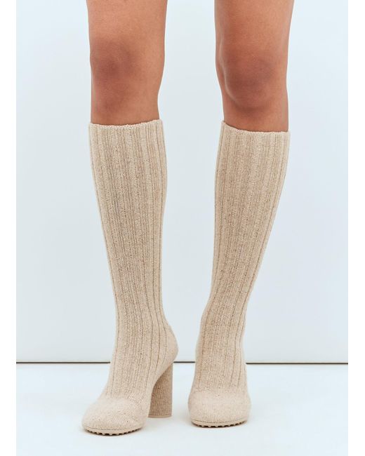 Bottega Veneta White Knitted Atomic Boots 90