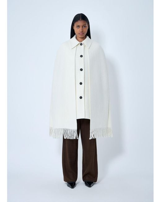 Totême  White Fringe Cape Coat
