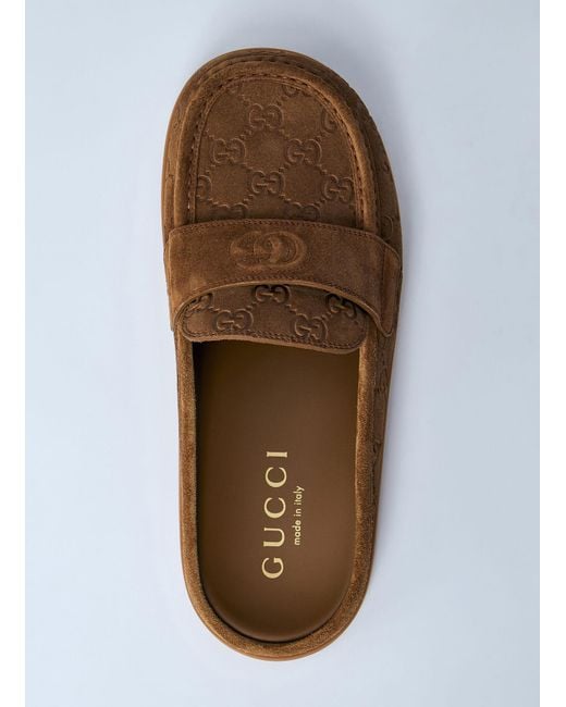 Gucci White Sabot With Double G Mules