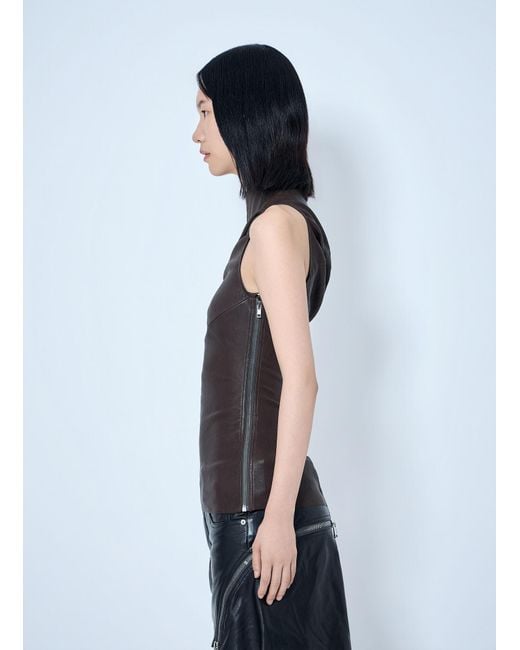 Rick Owens Blue Athena One-Shoulder Tank Top