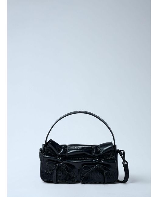 Acne Blue Mircro Multipocket Grained Leather Shoulder Bag