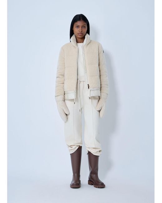 Moncler White Cedre Teddy Down Jacket