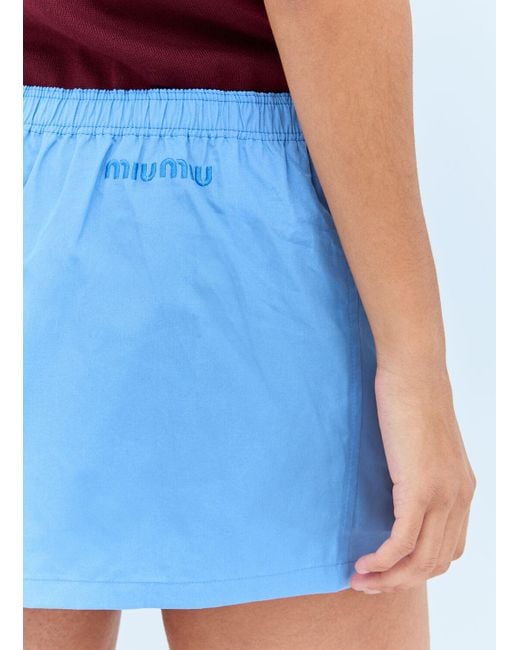 Miu Miu Blue Poplin Mini Skirt